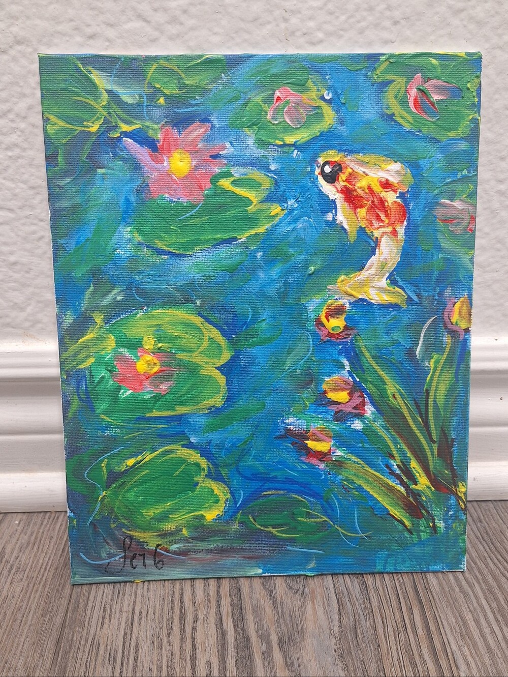 Lilly Pond Koi Fish Painting 8x10